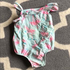 Flamingo swimsuit with ruffle detail